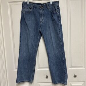 Carhartt Men's 36x30 Loose Straight B325 LGB Jeans Blue Denim Casual Work EUC